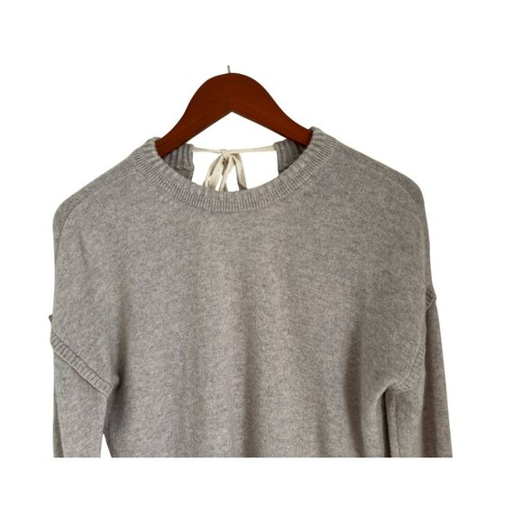 Gray Duffy 100% Cashmere Knit Sweater With Back Tie Detail & High-Low Hem - Picture 6 of 9